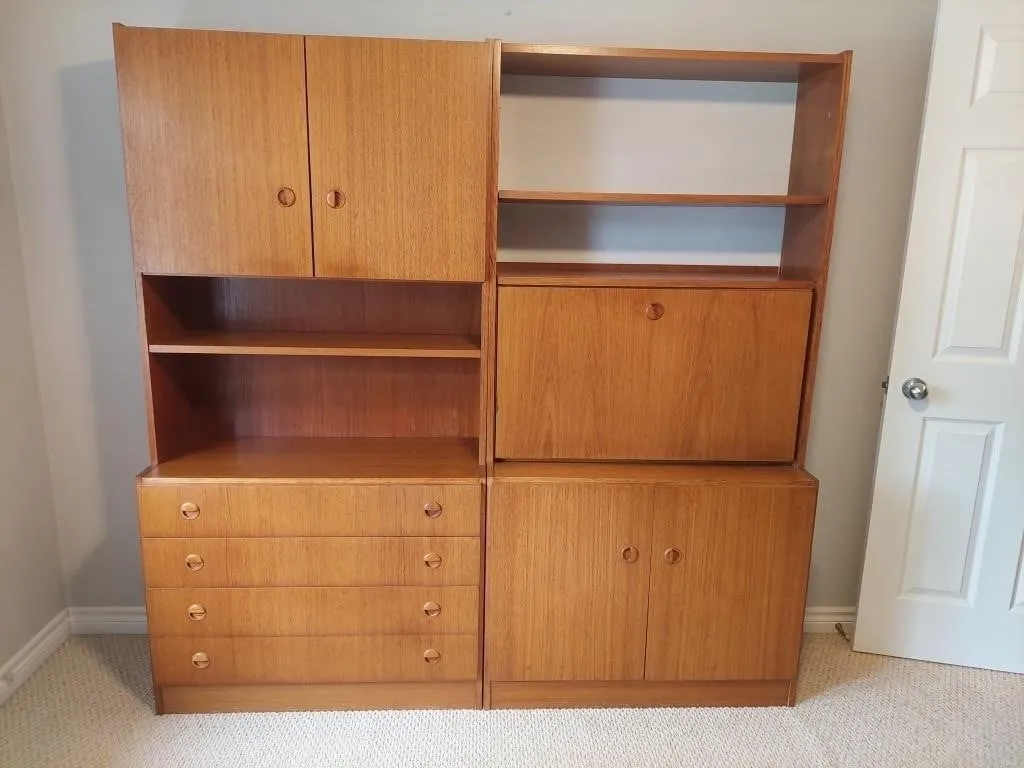MCM Modular Teak Veneer wall unit