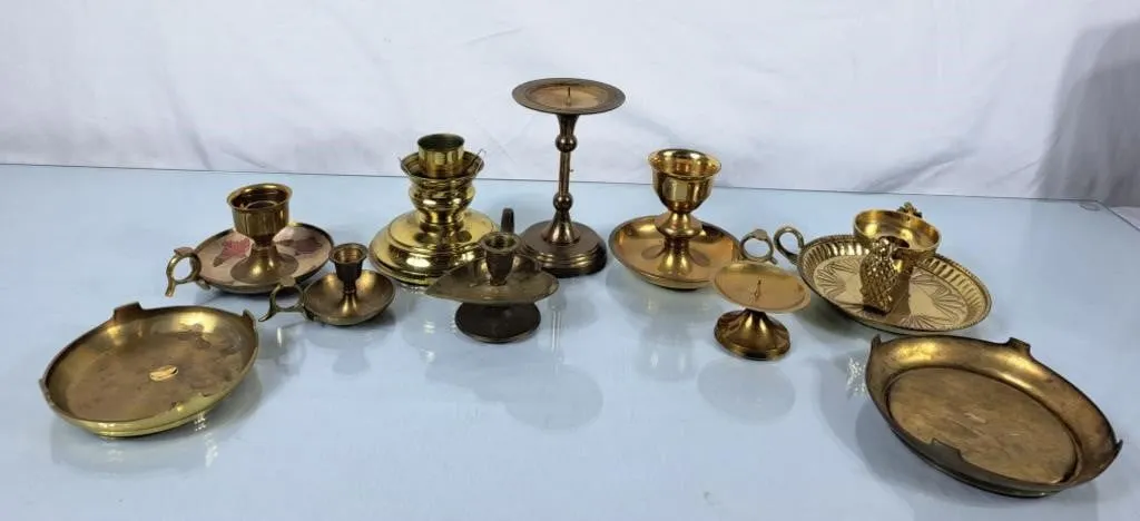 Assortment of Brass Candle Holders