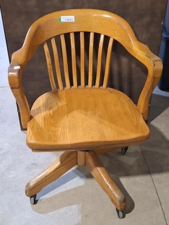 Vintage wooden swivel banker's or lawyer's office