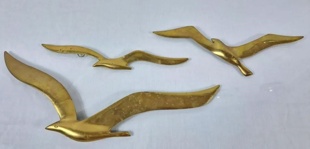 Vintage Bird's in Flight Brass Birds