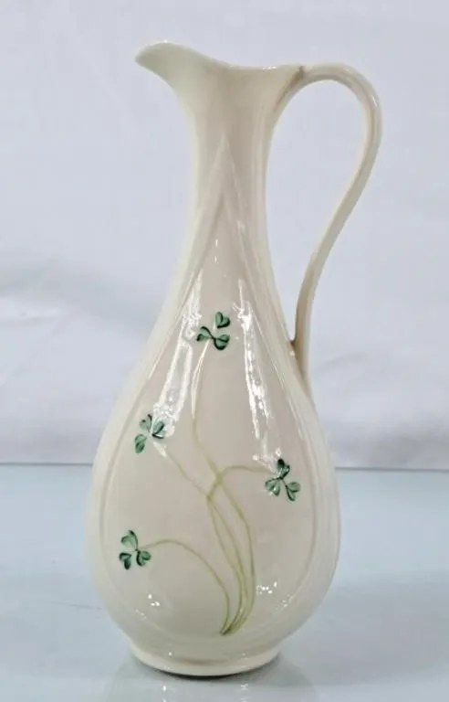 Beautiful Belleek Pitcher - Small Hairline Crack