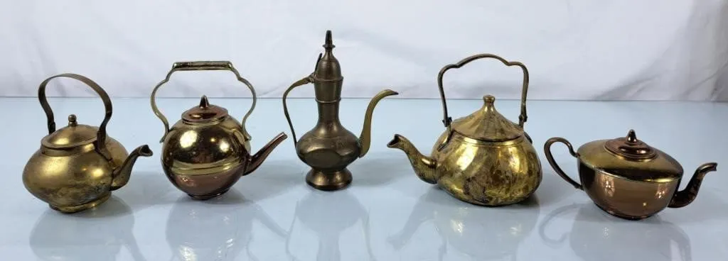 Collection of Small Brass Teapots
