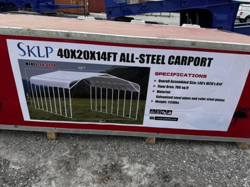 2026 Sklp Unused All-steel Carport 40x20x14'