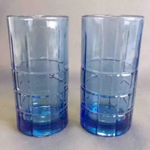2 Vintage "Tartan" Anchor Hocking Iced Tea Glasses