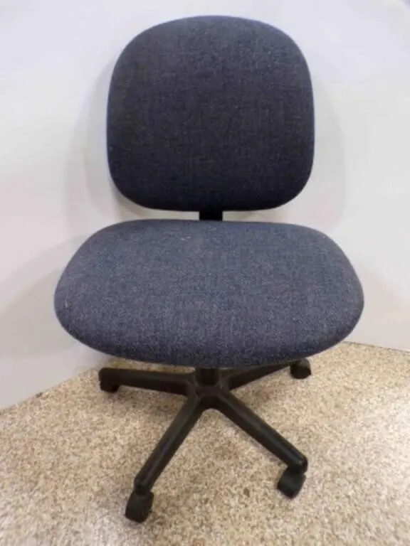Gray Fabric Armless Swivel Desk Chair Rolling