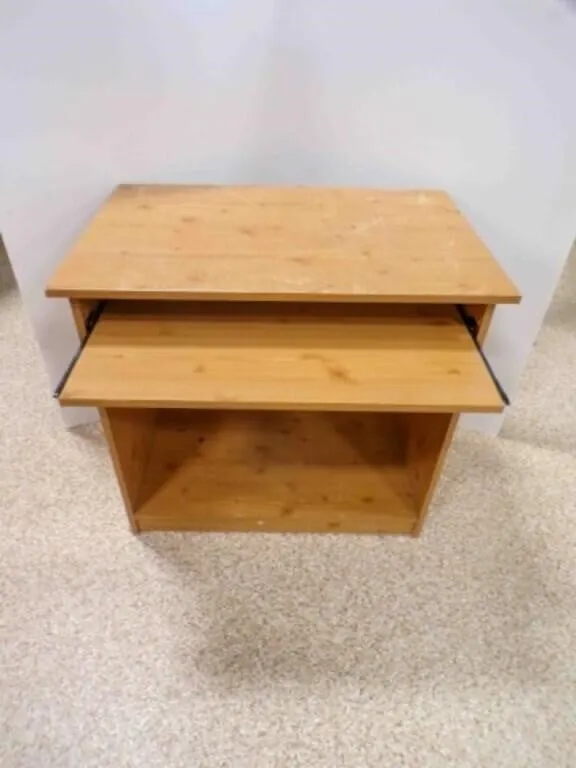 Compact Wood Computer Desk Pull-Out Keyboard