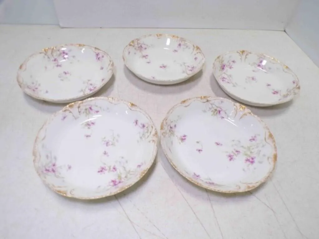 5 French Theodore Haviland Limoges 7" Bowls