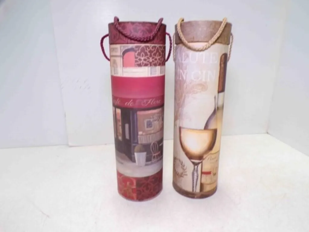 2 Decorative Cardboard Wine Bottle Gift Boxes