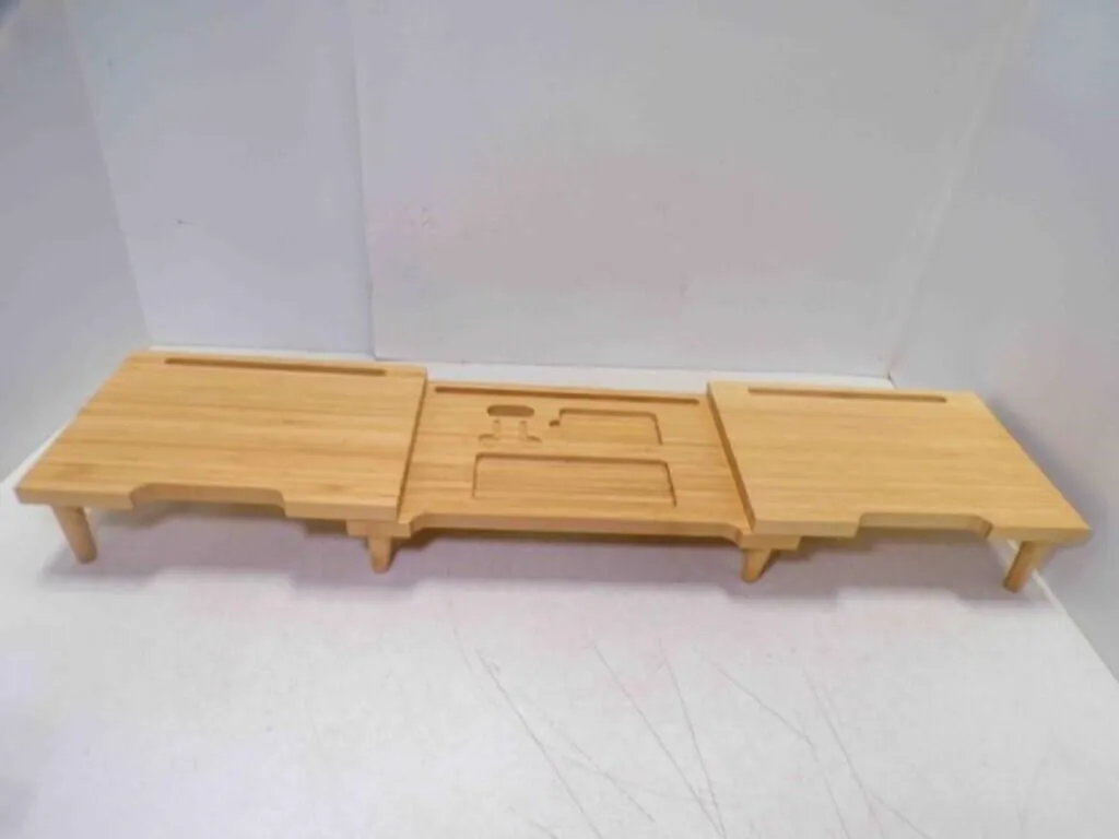 Natural Bamboo Foldable Expandable Bathtub Caddy