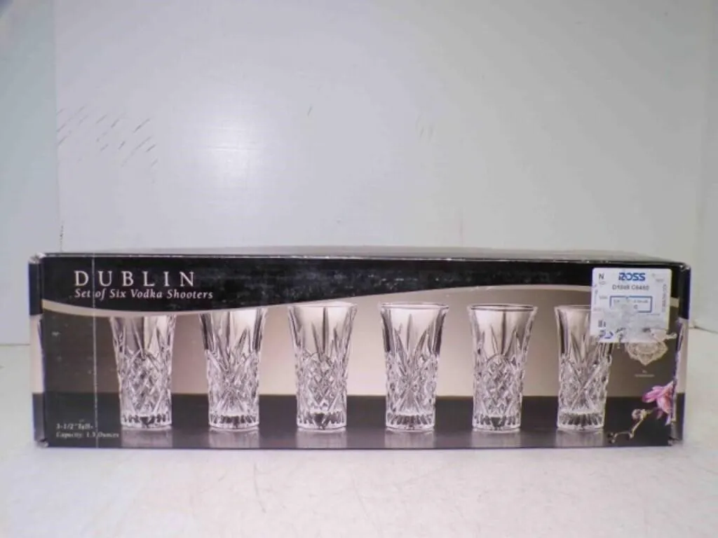 NEW Godinger Crystal Set of 6 Vodka Shooter Shot