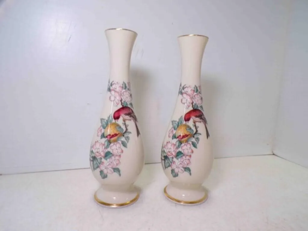 2 Vintage Lenox Serenade Bud Vases Fine Ivory