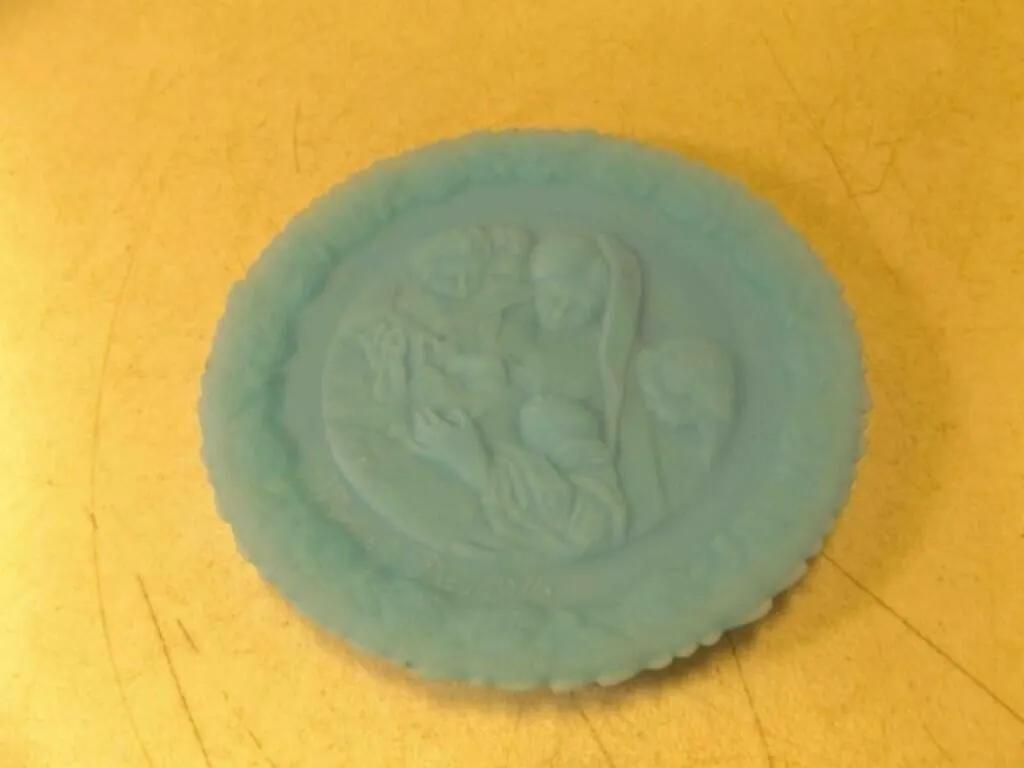 Vintage Fenton Blue Satin Glass Mother's Day