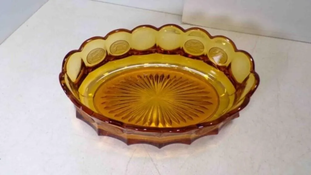 Vintage Fostoria Coin Glass Amber Oval Serving