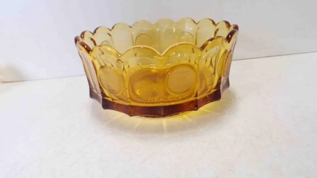 Vintage Fostoria Coin Glass Amber Round Serving
