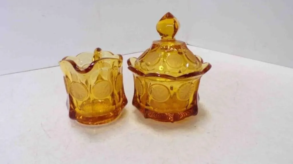 Vintage Fostoria Coin Glass Amber Creamer Pitcher