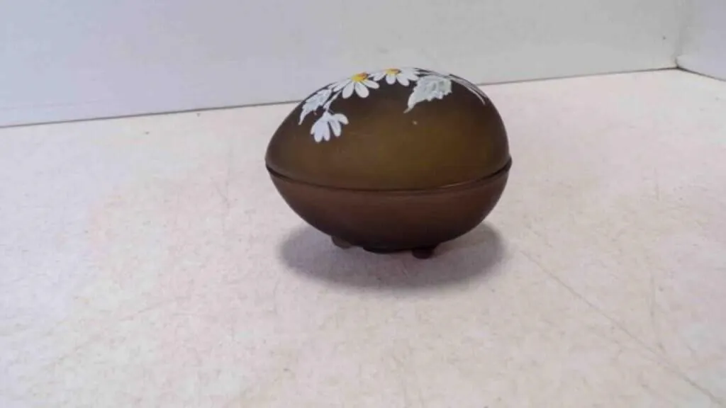 Vintage Brown Mist Hand Painted Egg Trinket Box