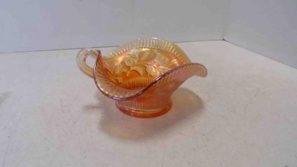 Antique Marigold Carnival Glass Handled Nappy