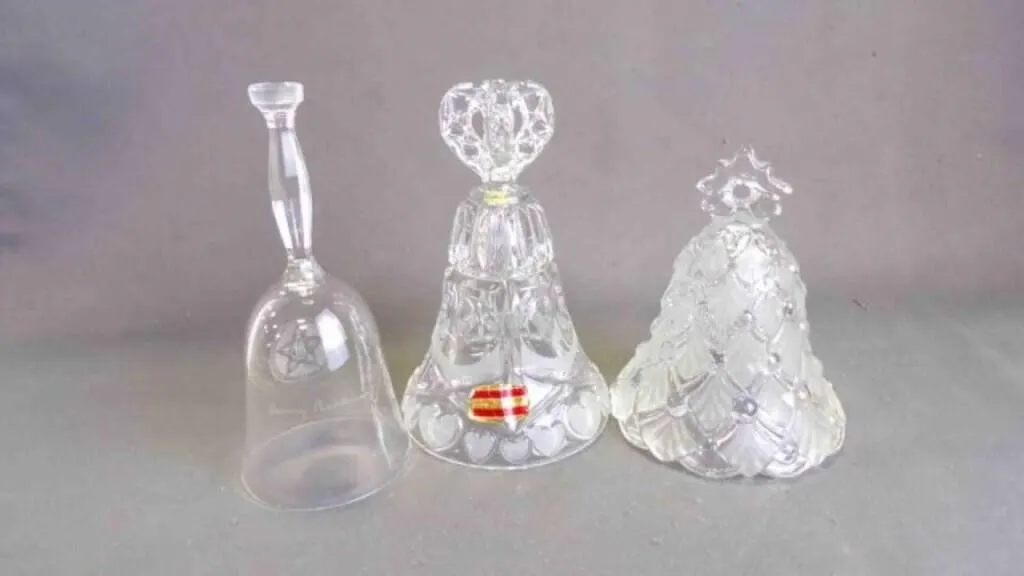 3 Vintage Collectible Glass & Crystal Hand Bells