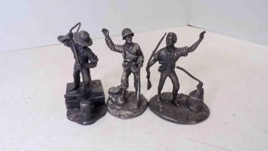 3 Vintage Fine Pewter Figurines From The
