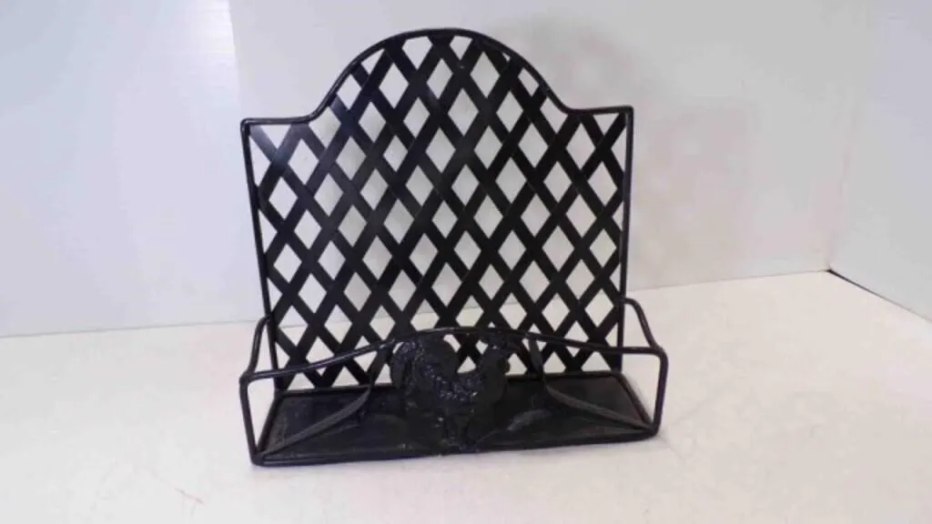 Vintage Black Wrought Iron Rooster Napkin Holder