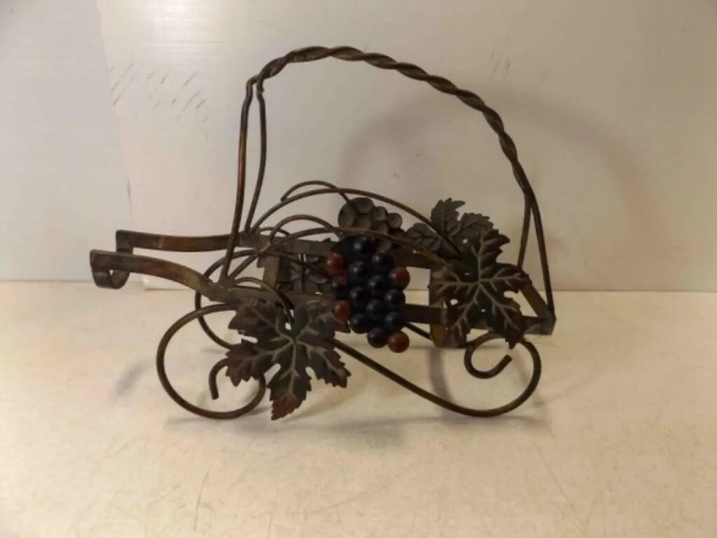 Vintage Style Wrought Iron Wine Bottle Caddy