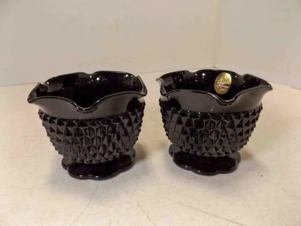 2 Vintage Diamond Point Black Amethyst Fairy