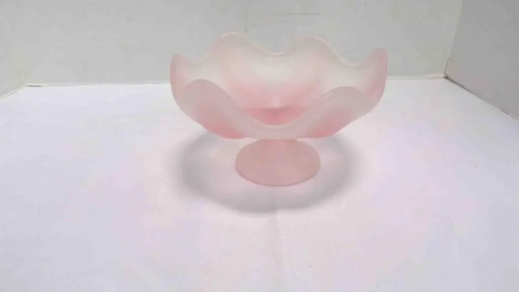 Vintage Satin Pink Glass Ruffled Pedestal Candy