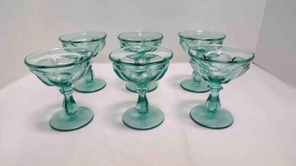 6 Vintage Fostoria Glass Jamestown Green