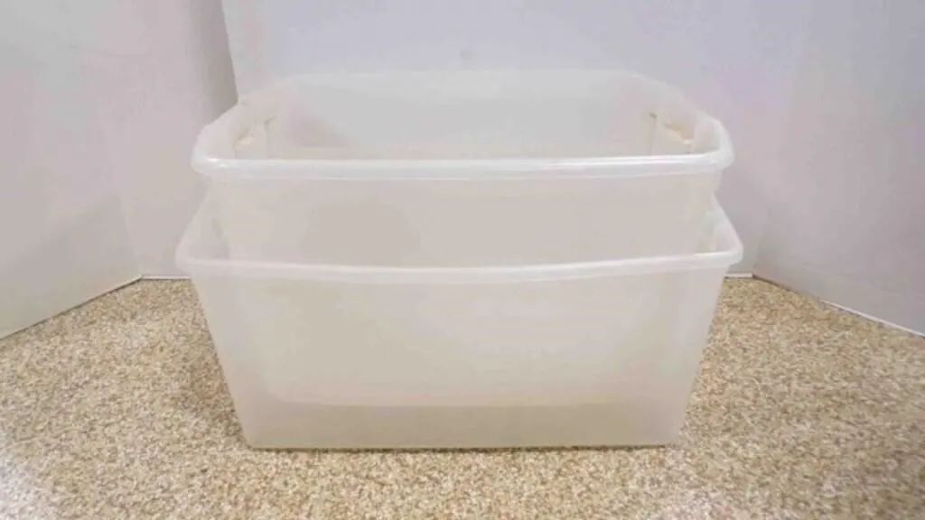 2 64 QT Plastic Storage/Totes - NO LIDS - USED