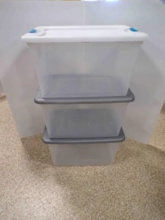 3 64 Quart Storage Tubs w/Locking Lids - USED