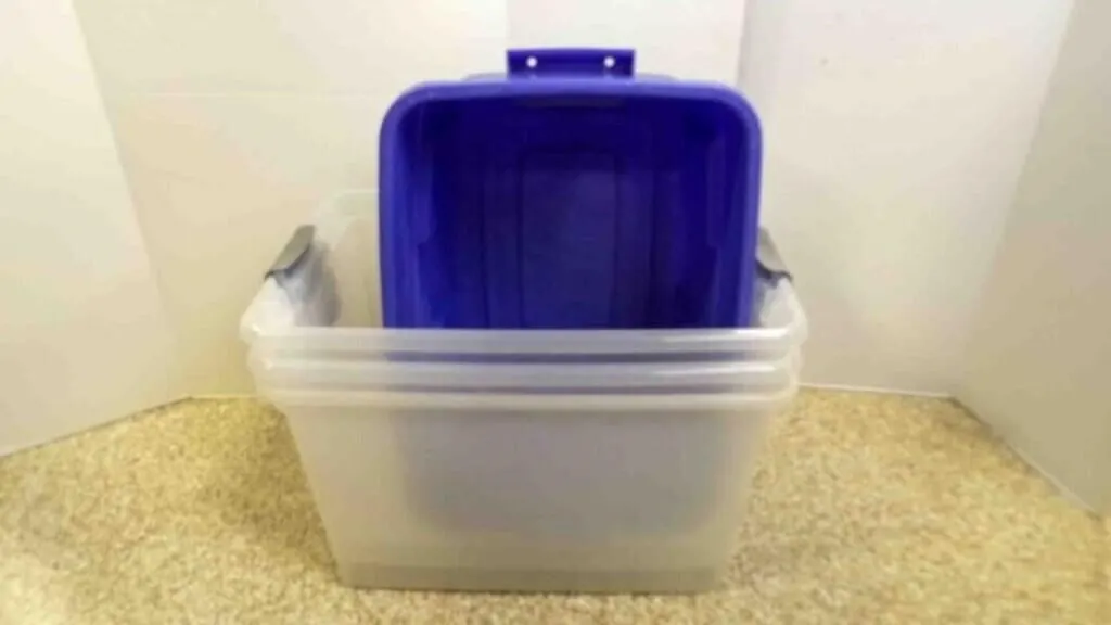 4 Plastic Storage Bins NO Lids - 1 Bin Cracked