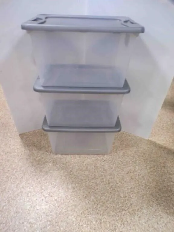 3 64 Quart Storage Tubs w/Locking Lids - USED