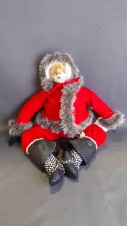 Vintage Handcrafted Hob Trot Textile Santa Doll
