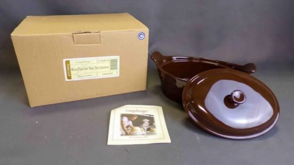 Vintage Woven Chocolate Ceramic Casserole w/Lid