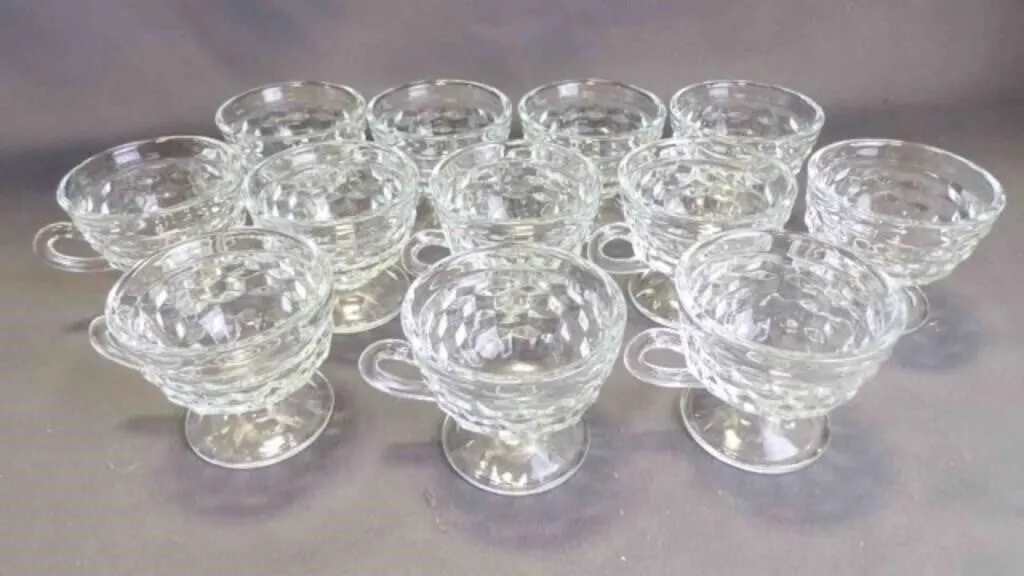 Set of Whitehall Clear Footed Punch Cups w/Handles