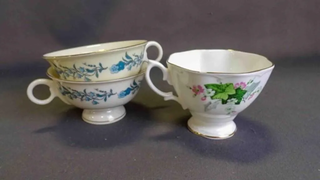 3 Mix-Matched Charming Floral Teacups w/ Handles