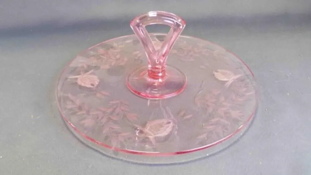 Vintage Pink Depression Glass Center-Handle Tray
