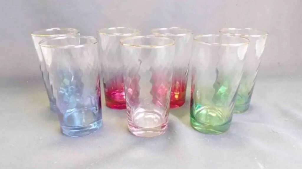 Set of 7 Vintage Mouth-Blown Tumbler Glasses