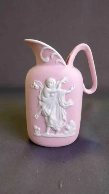 Vintage Charming Wedgwood Pink Jasperware Pitcher