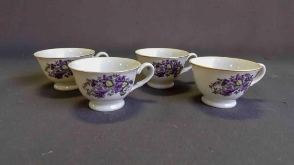 Set of 4 Charming Vintage Porcelain Floral Teacups