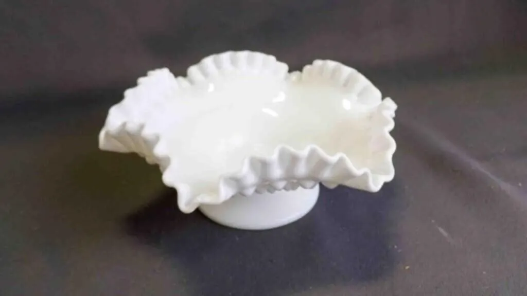 Vintage Silver Crest Crimped Milk Glass Bowl