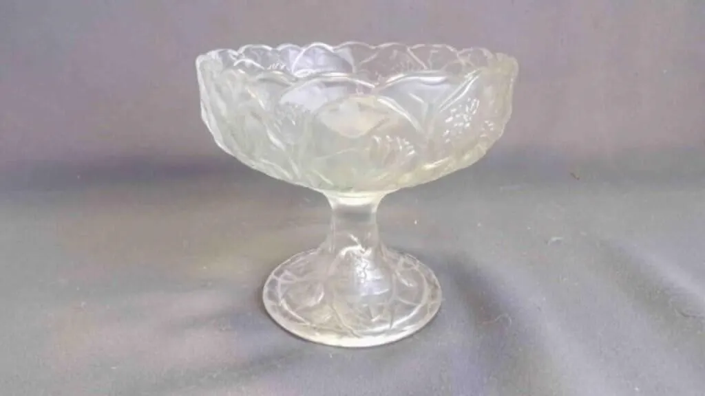Vintage "Water Lily" Frosted Glass Compote Bowl