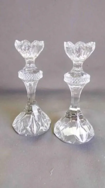 Pair of Vintage Pirouette Crystal Candle Holders