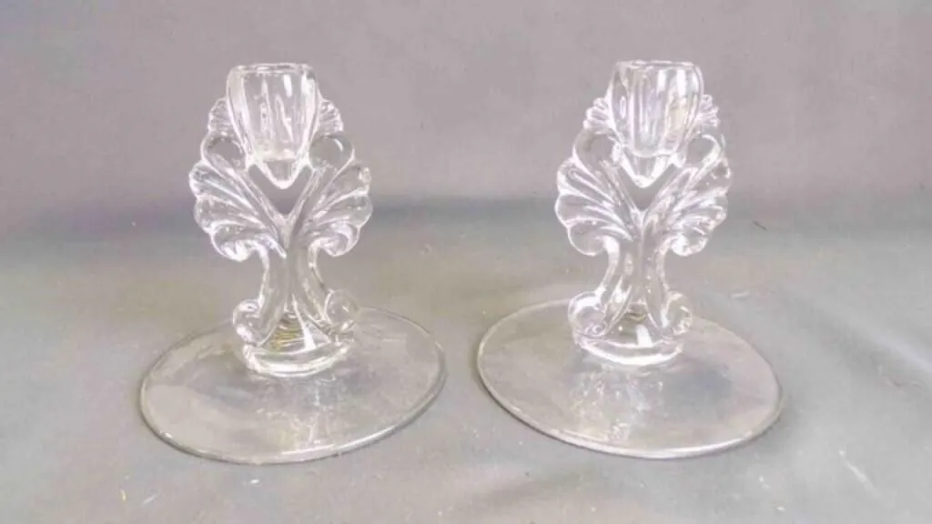 Pair of Vintage Elegant Glass Candlestick Holders