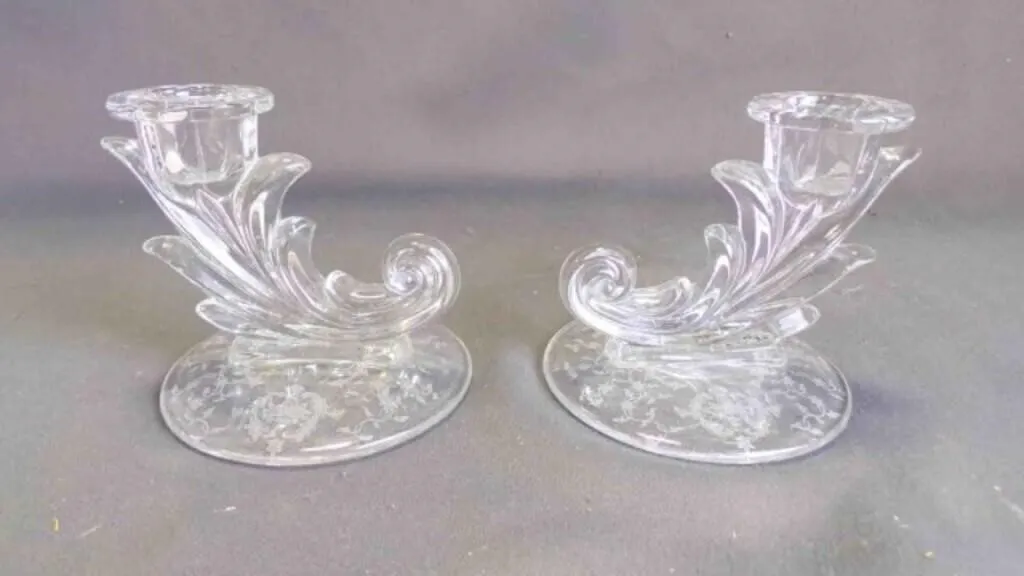 Pair of Vintage Elegant Glass Candlestick Holders