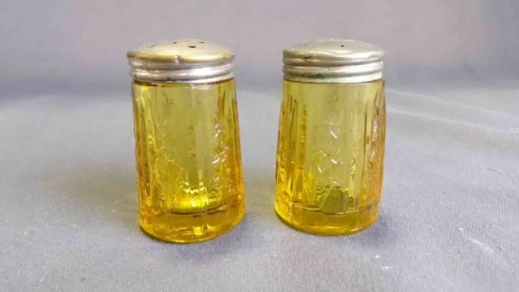Pair of Vintage Amber Depression Glass S&P Shakers