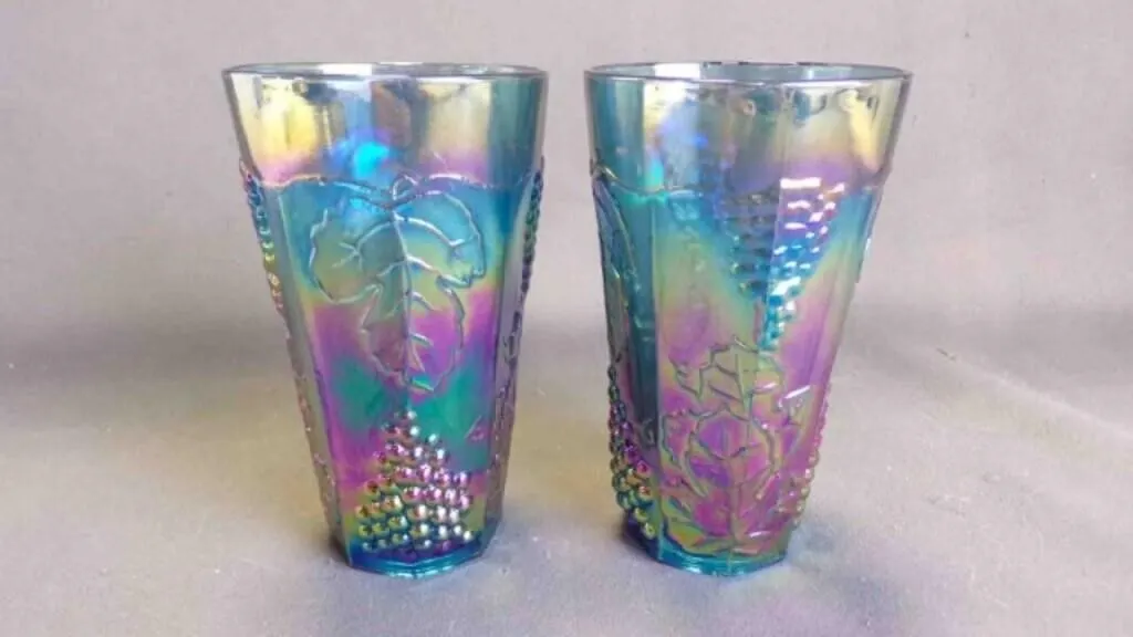 Pair of 14-ounce Carnival Glass Drink Tumblers