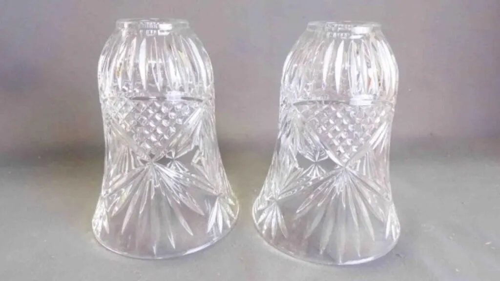Pair of Vintage Clear-Cut Glass Bell Lamp Shades