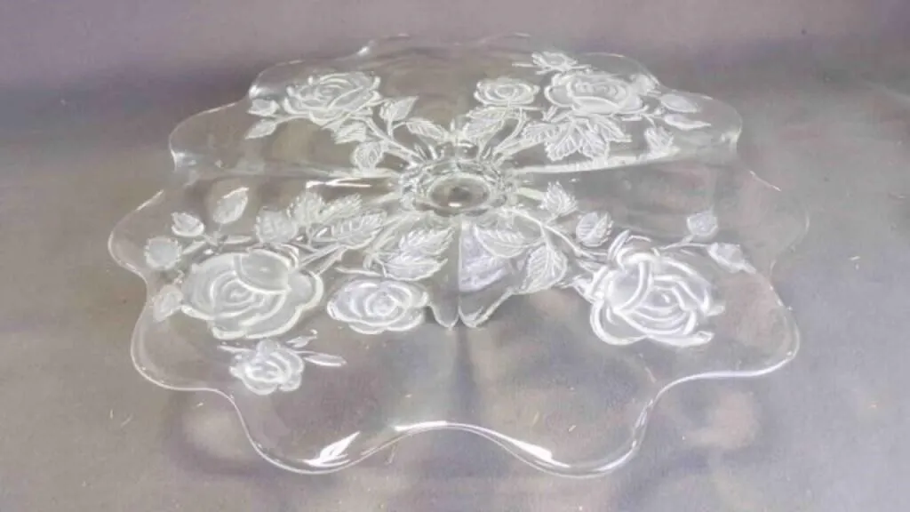 Beautiful Vintage "Winter Rose" Crystal Platter