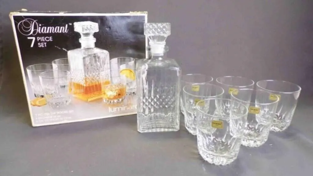 Vintage 7-Piece Luminarc Diamant On The Rocks Set